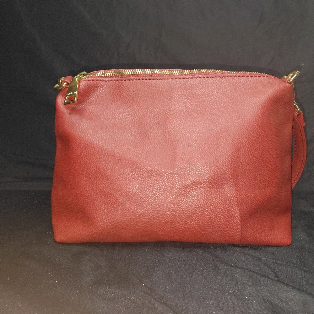 bebe Red Crossbody Bag with Gold Accents
